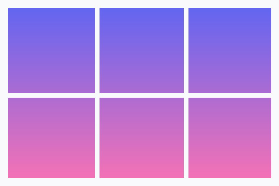 Single photo sliced into six equal pieces with a split image grid